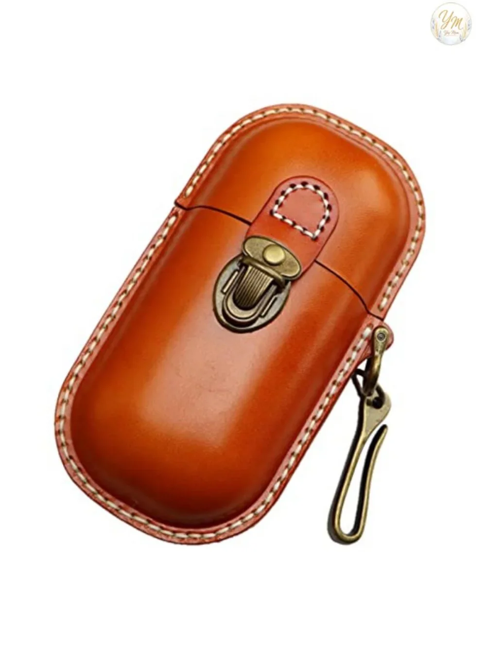 Handmade Leather Eyeglass Case Hard Shell Retro Hooks Protection Box